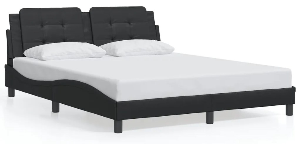 vidaXL Σκελετός Κρεβατιού Χωρίς Στρώμα Zadar Μαύρο 160x200 εκ. Συνθετικό Δέρμα