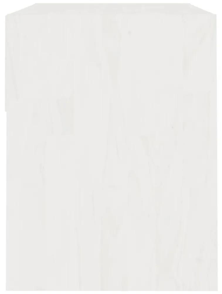 Κομοδίνο Λευκό 40 x 31 x 40 εκ. από Μασίφ Ξύλο Πεύκου - Λευκό
