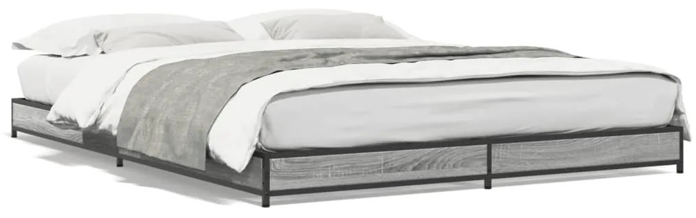vidaXL Πλαίσιο Κρεβατιού Γκρι Sonoma 140x190 εκ. Επεξ. Ξύλο &amp; Μέταλλο