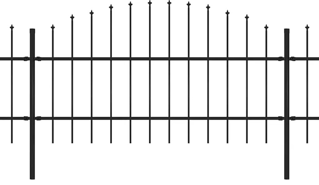 vidaXL Φράχτης Κήπου με Κορυφή Δόρυ από Ατσάλι 714,5 x 100 εκ. Μαύρος