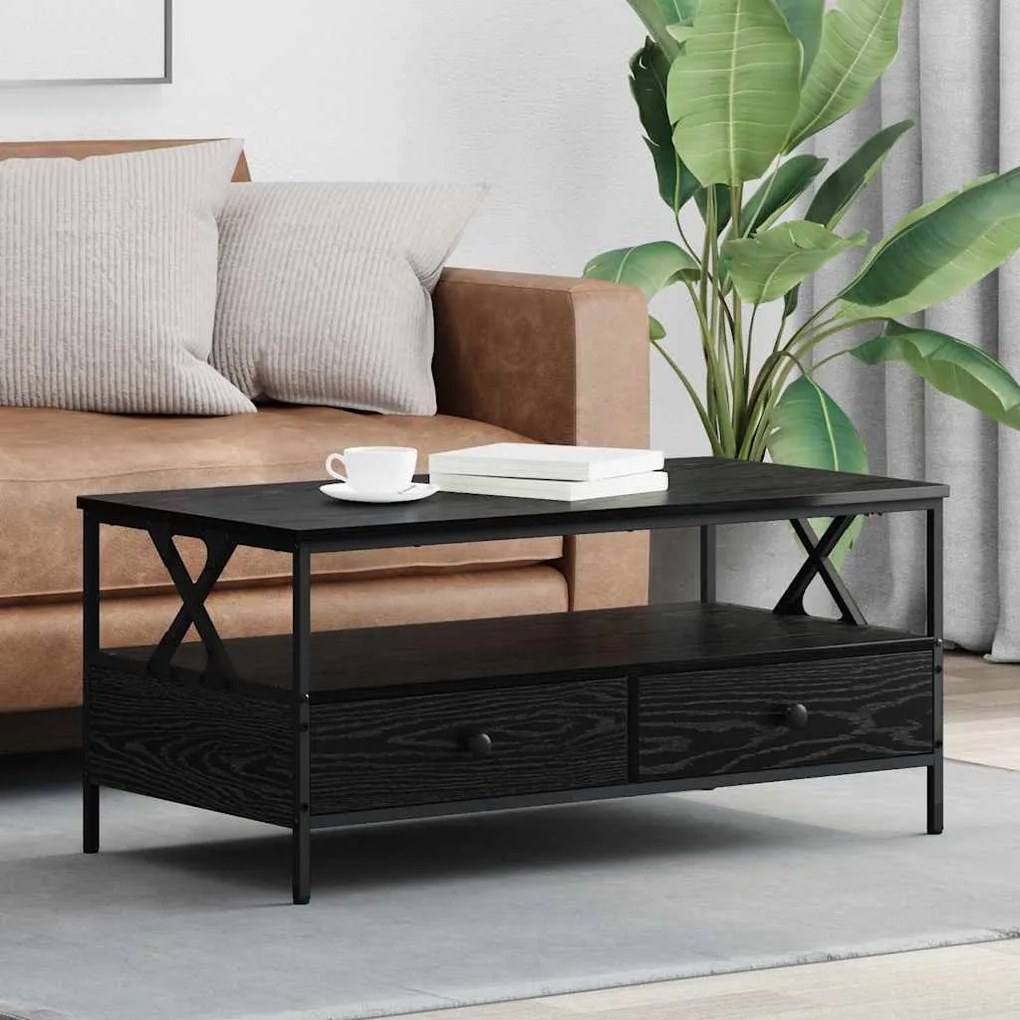 vidaXL Τραπεζάκι σαλονιού with Drawer Μαύρη δρυς 100 x 51 x 45 cm