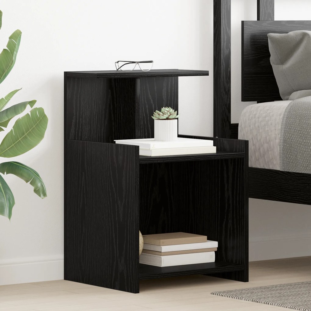 vidaXL κομοδίνα 2 τεμ Μαύρη Οξιά 40x35x60 εκ. Επεξεργασμένου Ξύλου