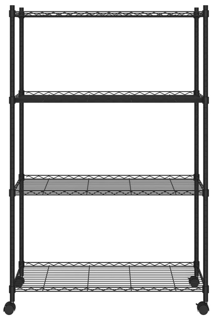 vidaXL Ραφιέρα 4 Επιπέδων με Τροχούς Μαύρη 90x35x142 εκ. 200 κ.