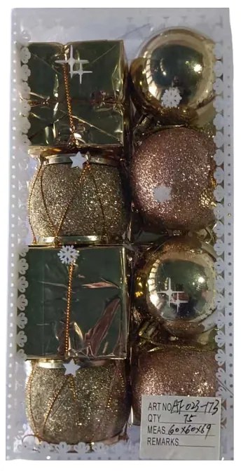 Σετ Χριστουγεννιάτικα στολίδια - 6cm - 16pcs - 231733-231733