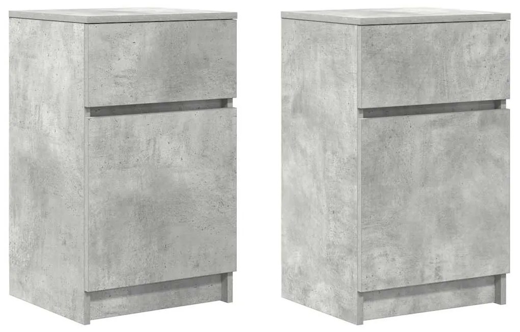 vidaXL Κομοδίνα 2 τεμ. Γκρι Σκυροδέμ. 39x35x65 εκ. από Επεξεργ. Ξύλο