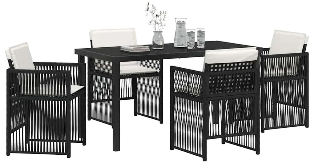 vidaXL Σέτ φαγητού για κήπο 5 pcs Μαύρο Πολυ ράταν