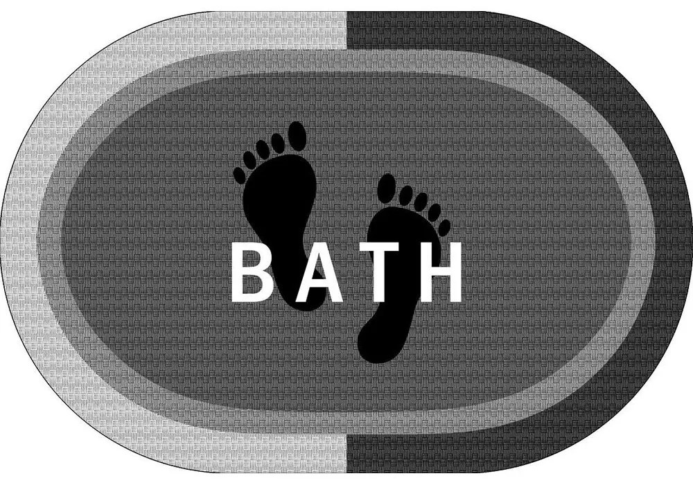 Πατάκι Μπάνιου Bath Αντιολισθητικό Oval Grey DimCol 50X70 Πολυέστερ