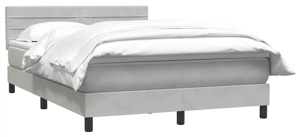 vidaXL Κρεβάτι Boxspring με Στρώμα Ανοιχτό Γκρι 140x210 εκ. Βελούδινο