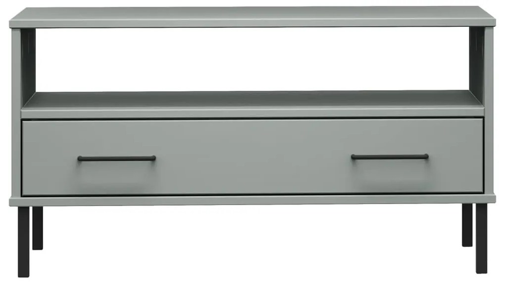vidaXL Τραπεζάκι Σαλονιού OSLO Γκρι 85x50x45 εκ. Μασίφ Ξύλο Μετ. Πόδια