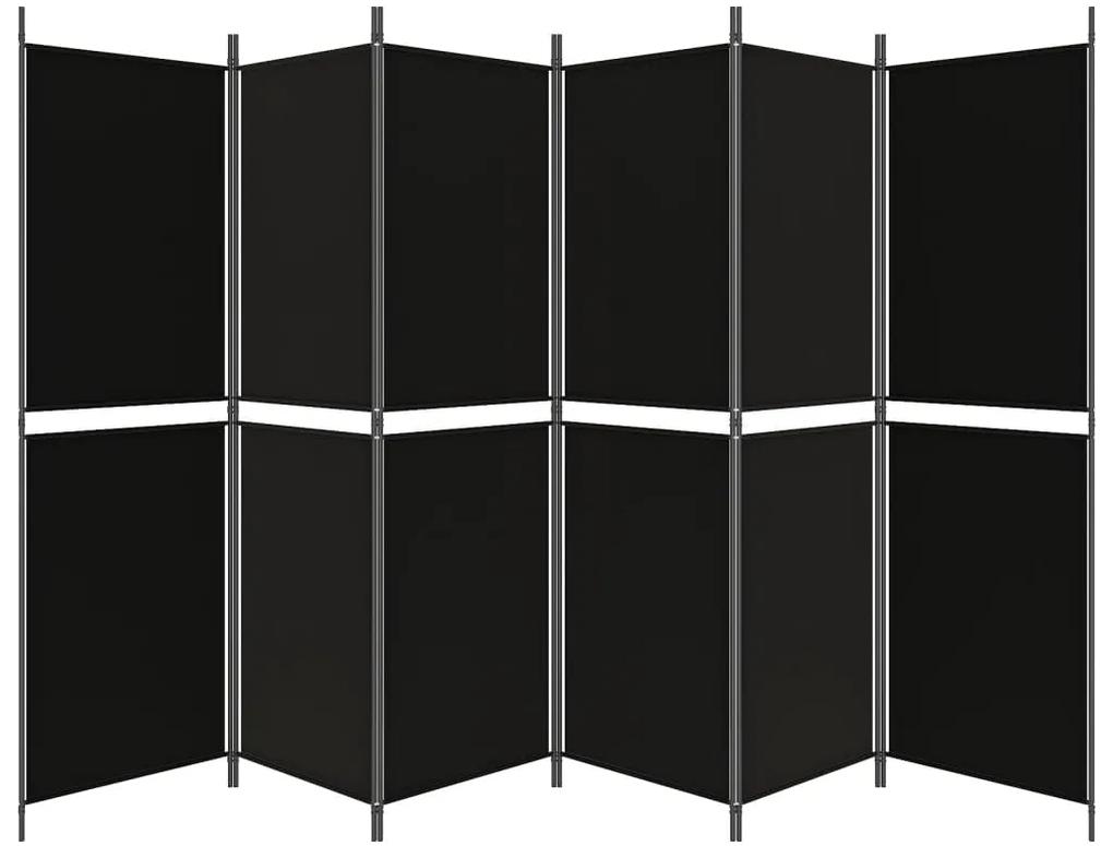 vidaXL Διαχωριστικό Δωματίου με 6 Πάνελ Μαύρο 300x180 εκ. από Ύφασμα
