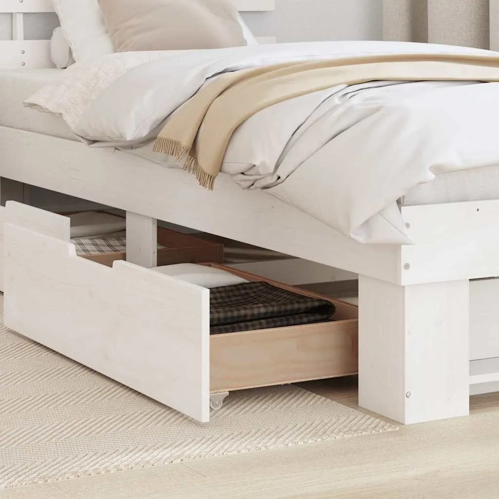 vidaXL Σκελετός Κρεβατιού Λευκό 90 x 200 cm Μασίφ ξύλο πεύκου