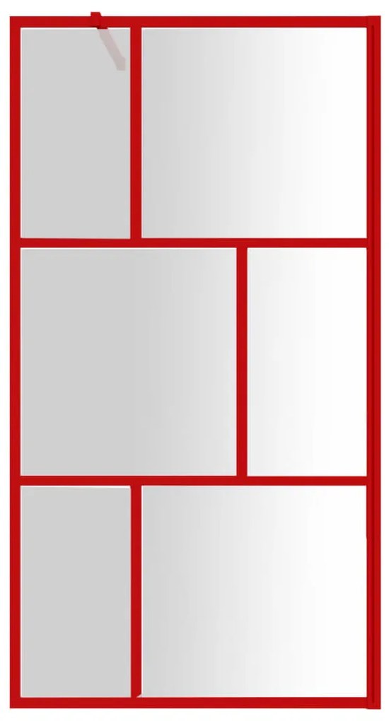 vidaXL Διαχωριστικό Ντουζιέρας Κόκκινο 100 x 195εκ. Διαφανές Γυαλί ESG