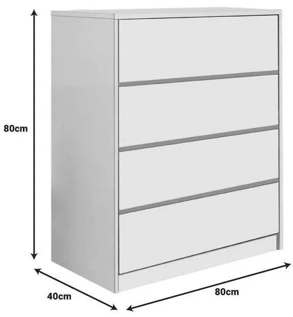Συρταριέρα Kuanger mdf σε λευκή απόχρωση 80x40x80εκ 80x40x80 εκ.