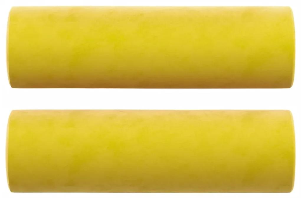 vidaXL Καναπές Διθέσιος Κίτρινο 140 εκ. Βελούδινος με Διακ. Μαξιλάρια