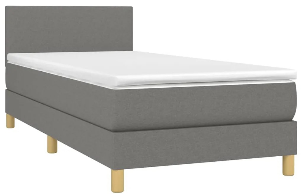 vidaXL Κρεβάτι Boxspring με Στρώμα Σκούρο Γκρι 90x190 εκ. Υφασμάτινο