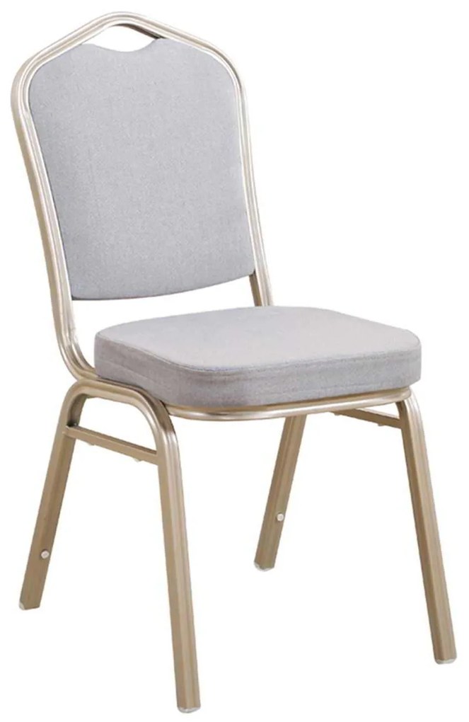 Καρέκλα Μεταλλική HILTON Champagne/Ύφασμα Γκρι 44x55x93cm