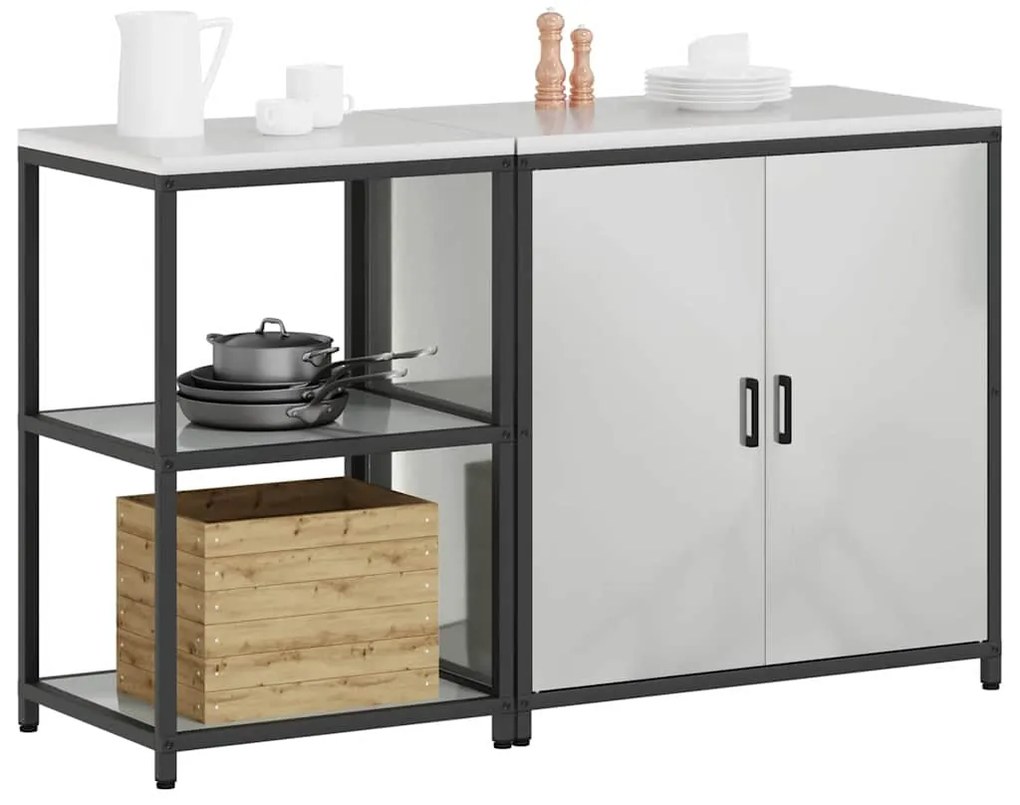 vidaXL Σετ Αποθήκευσης Κουζίνας 2 pcs Ασημί Επικαλυμμένος Χάλυβας