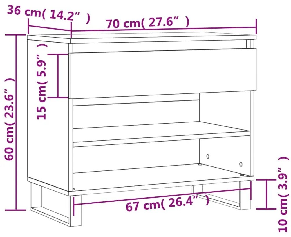 Παπουτσοθήκη Γκρι Σκυροδέματος 70x36x60 εκ. Επεξεργασμένο Ξύλο - Γκρι