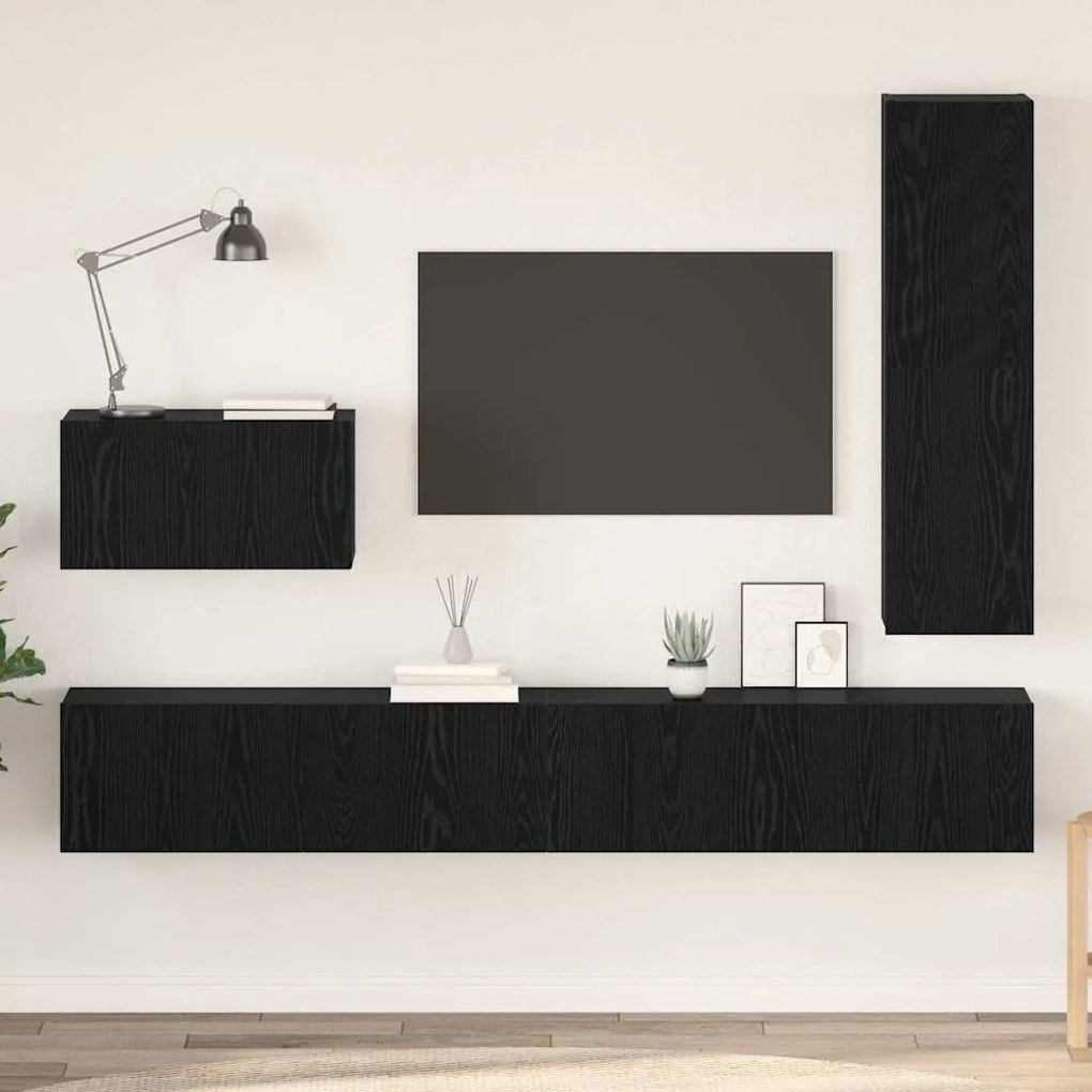 vidaXL Σετ επίπλου τηλεόρασης 4 pcs Μαύρη δρυς 200 x 30 x 30 cm