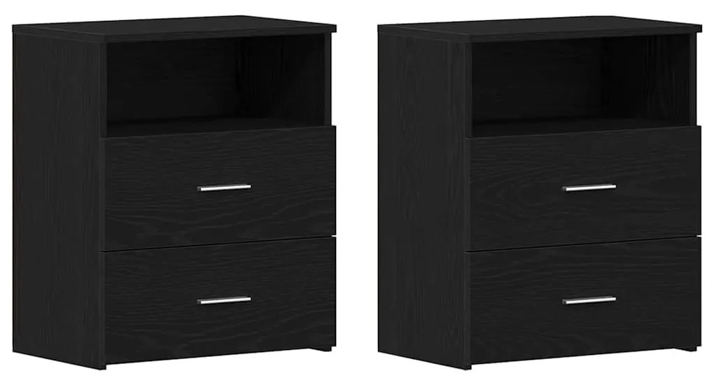 vidaXL Κομοδίνο 2 pcs Μαύρη δρυς 50 x 32 x 60 εκ. Επεξεργασμένο ξύλο