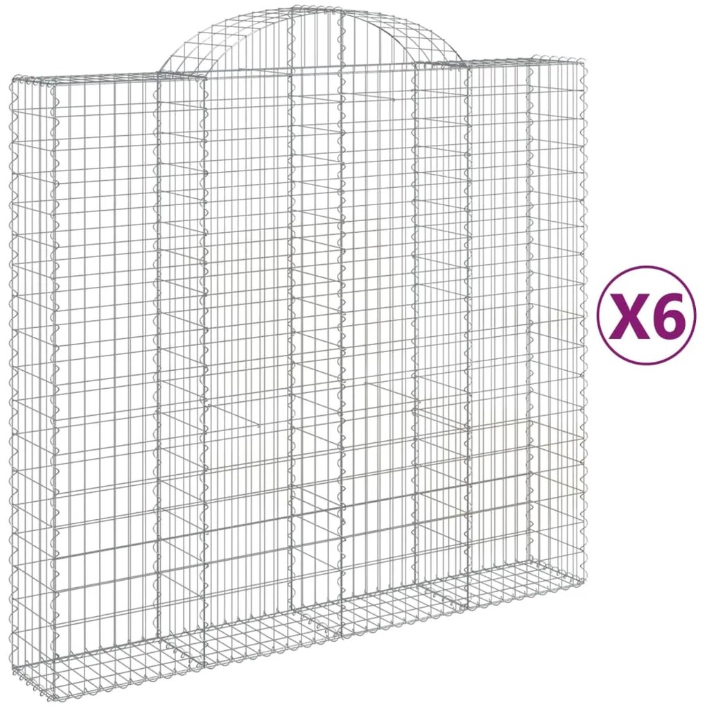 vidaXL Συρματοκιβώτια Τοξωτά 6 τεμ. 200x50x180/200 εκ. Γαλβαν. Ατσάλι