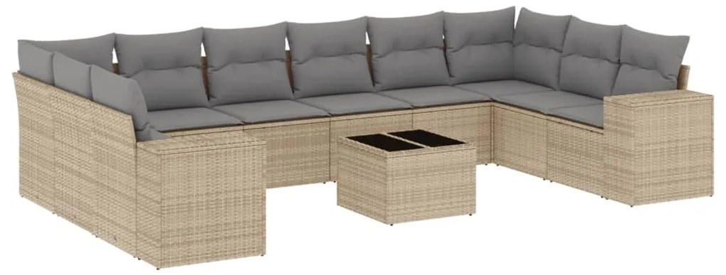 vidaXL Σαλόνι Κήπου Σετ 11 τεμ. Μπεζ Συνθετικό Ρατάν με Μαξιλάρια