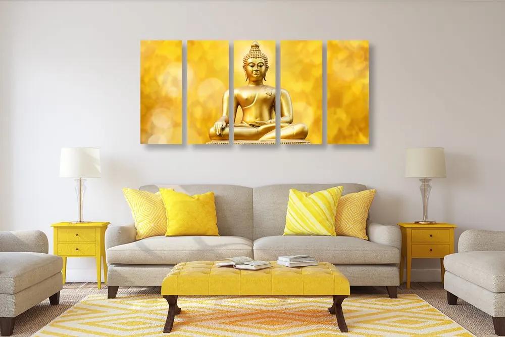 Εικόνα 5 μερών χρυσό άγαλμα του Βούδα - 200x100