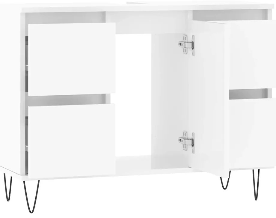 vidaXL Ντουλάπι Μπάνιου Γυαλ. Λευκό 80 x 33 x 60 εκ. από Επεξεργ. Ξύλο