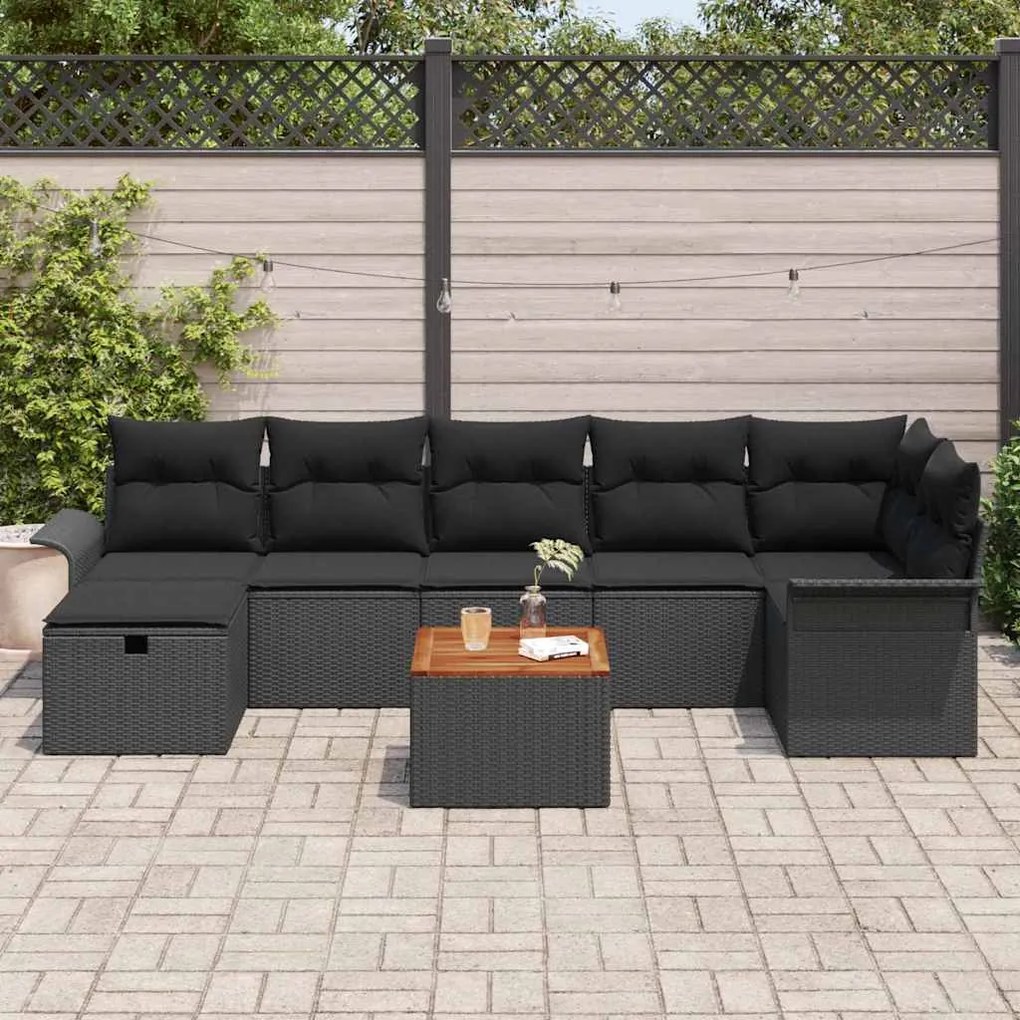 vidaXL Σετ Καναπέ Κήπου 8 pcs Μαύρο συνθετικό ρατάν