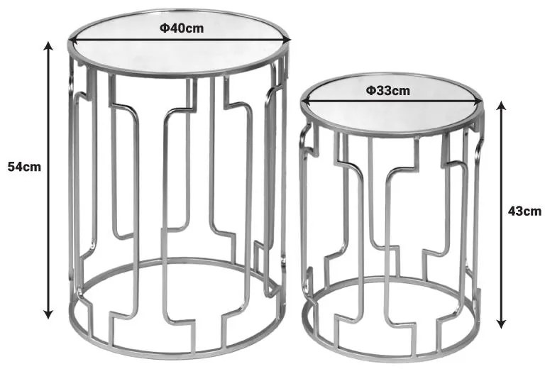 Βοηθητικά τραπεζάκια σετ 2τεμ Sieni Inart χρυσό μέταλλο-γυαλί καθρέπτη 40x40x54 εκ.