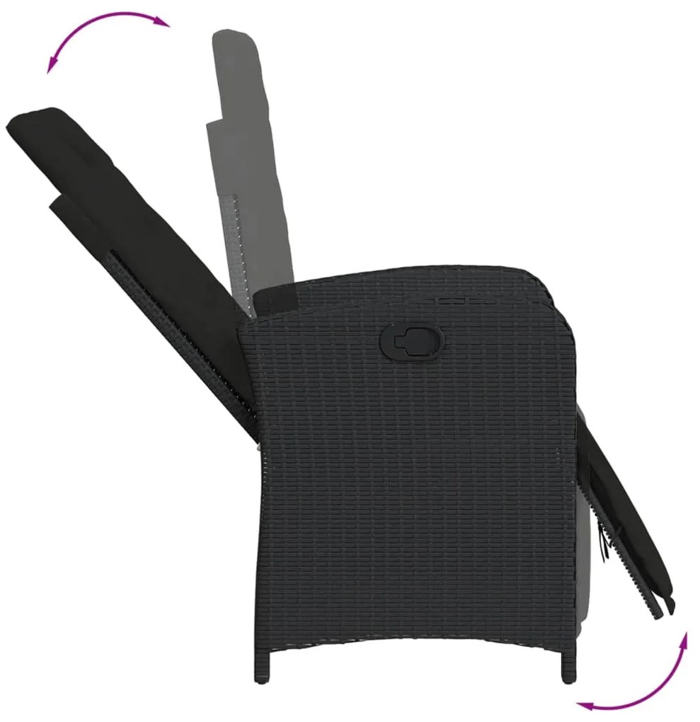 vidaXL Σετ Τραπεζαρίας Κήπου 7 Τεμ. Μαύρο Συνθετικό Ρατάν με Μαξιλάρια