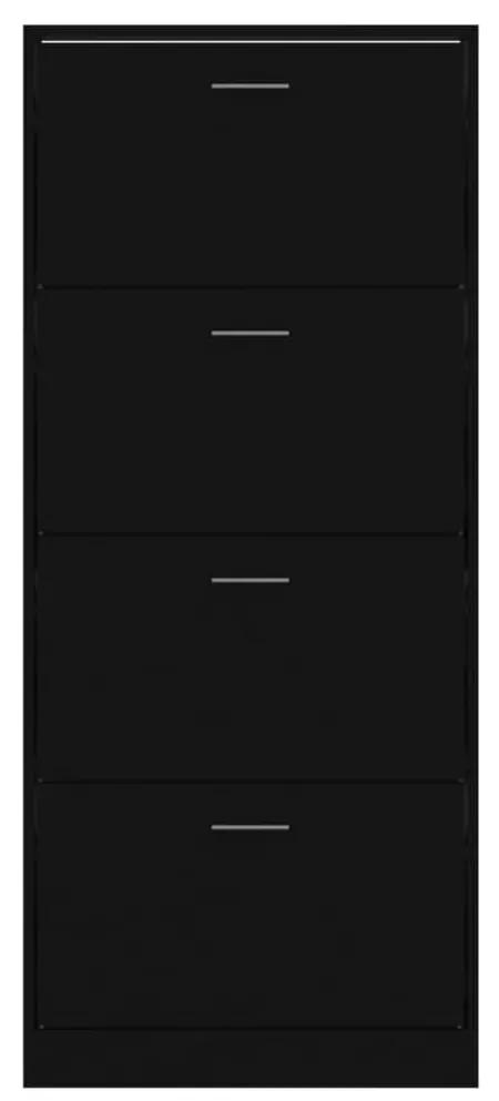 Παπουτσοθήκη Μαύρη 63x24x147 εκ. από Επεξεργασμένο Ξύλο - Μαύρο