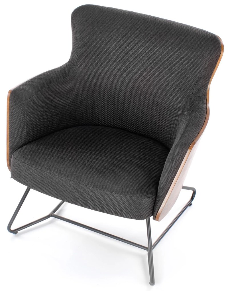 CHILLOUT leisure armchair dark grey / american walnut, legs - black DIOMMI V-PL-CHILLOUT-FOT-C.POPIEL/ORZECH AM.