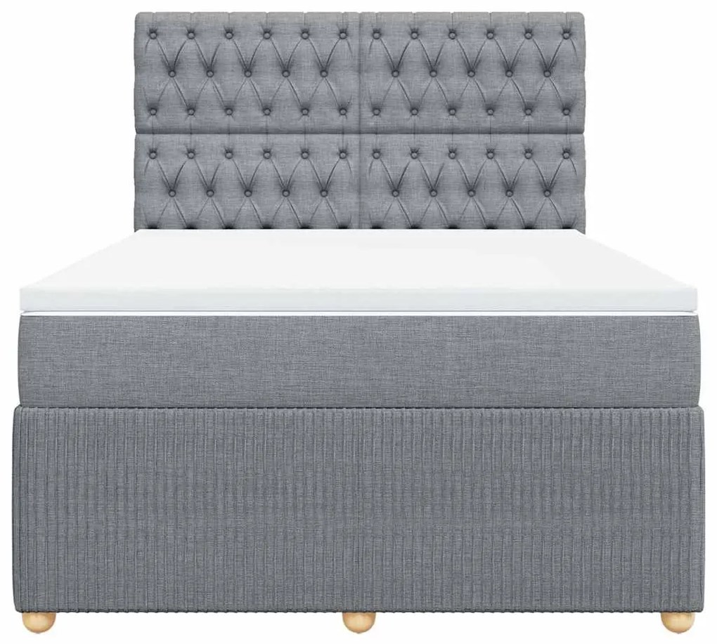 vidaXL Κρεβάτι Boxspring με Στρώμα Ανοιχτό Γκρι 140x200 εκ. Υφασμάτινο