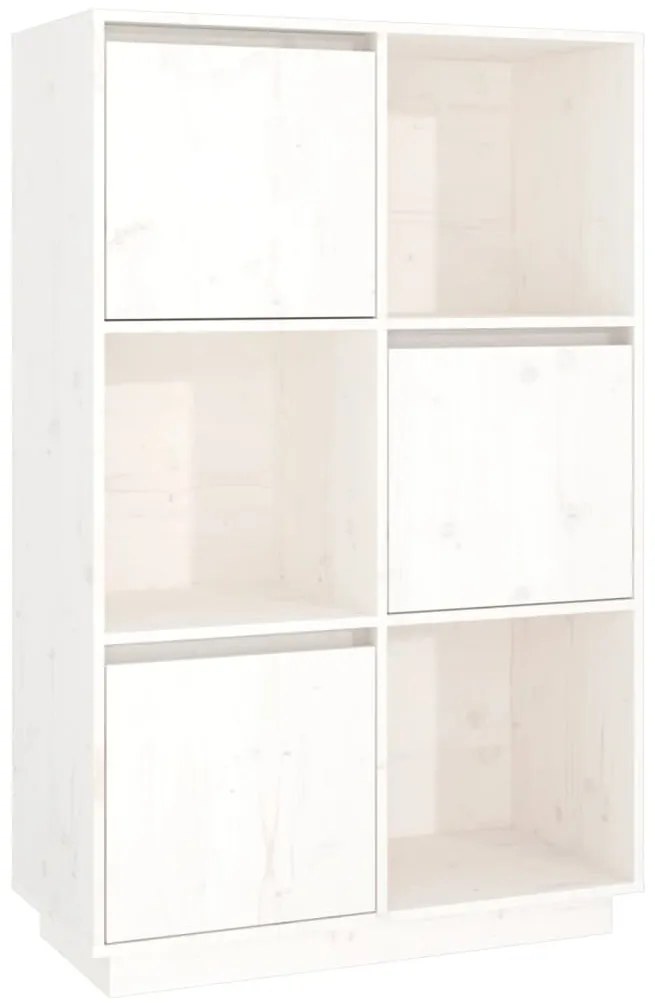 vidaXL Ντουλάπι Ψηλό Λευκό 74 x 35 x 117 εκ. από Μασίφ Ξύλο Πεύκου