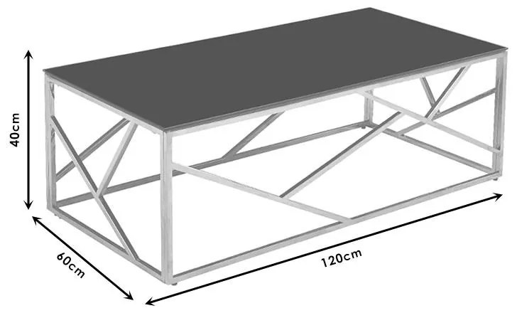 Τραπέζι σαλονιού Mabs ατσάλι ασημί-γυαλί 8mm 120x60x40εκ 120x60x40 εκ.