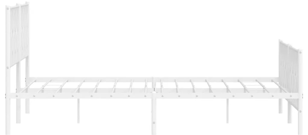 vidaXL Πλαίσιο Κρεβατιού με Κεφαλάρι/Ποδαρικό Λευκό 193x203εκ. Μέταλλο