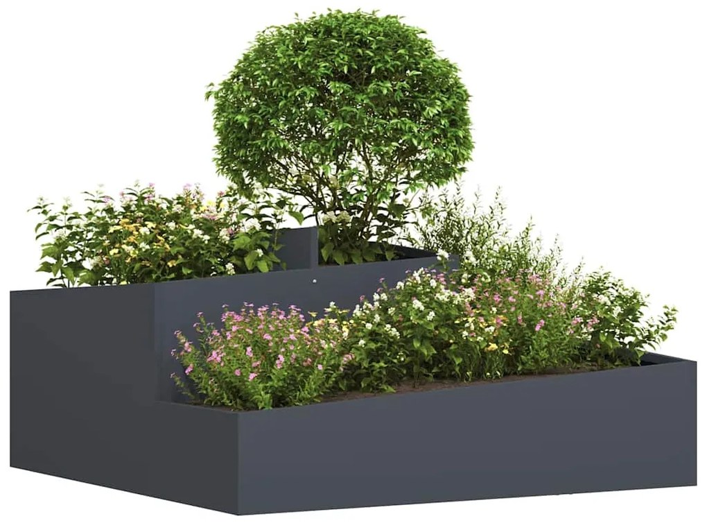 vidaXL Γλάστρα Κήπου Ανθρακί 100 x 100 x 50 cm Ατσάλι