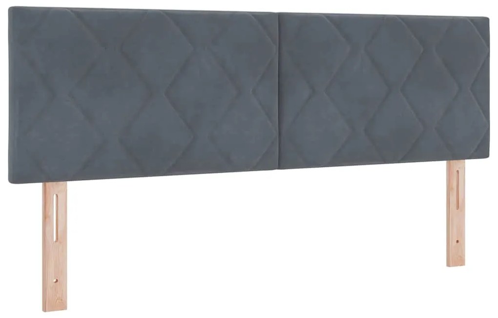vidaXL LED Κεφαλάρι με φώτα λωρίδας LED Σκούρο γκρι 144 cm Βελούδο