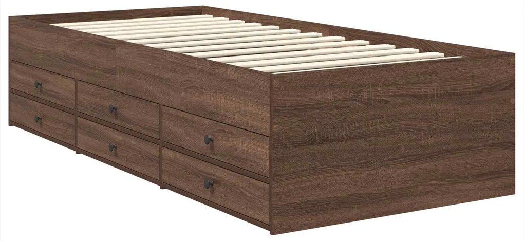 vidaXL Καναπές Κρεβάτι με συρτάρι Καφέ δρυς και Μαύρο 100 x 200 cm