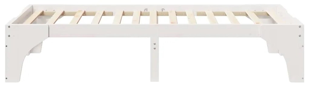 vidaXL Κρεβάτι δαπέδου Λευκό 90 x 200 cm Μασίφ ξύλο πεύκου
