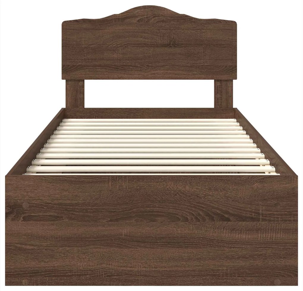 vidaXL Σκελετός Κρεβατιού Καφέ δρυς 75 x 190 cm Στερεά ξυλεία πεύκου