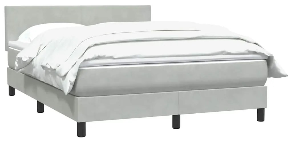 vidaXL Κρεβάτι Boxspring με Στρώμα Ανοιχτό Γκρι 160x220 εκ. Βελούδινο