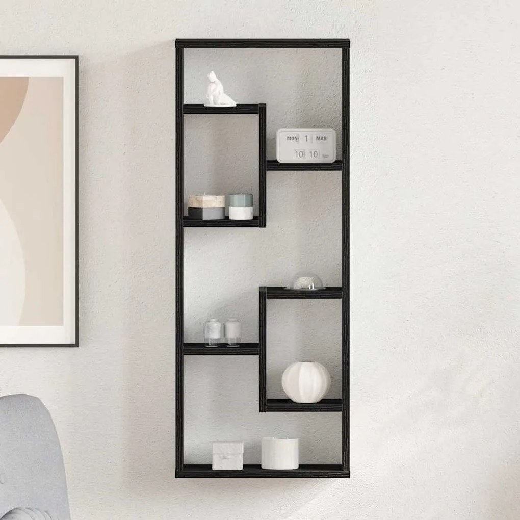 vidaXL Ράφι Τοίχου Μαύρη Δρυς 36 x 16 x 90 εκ. από Τεχνητό Ξύλο
