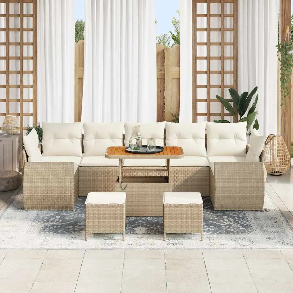 vidaXL Σετ Καναπέ Κήπου 10 pcs μπεζ και κρεμ 90 x 55 x 71 cm