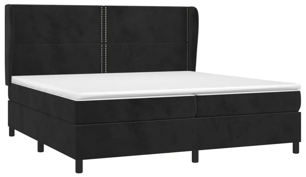 Κρεβάτι Boxspring με Στρώμα Μαύρο 200x200 εκ. Βελούδινο - Μαύρο