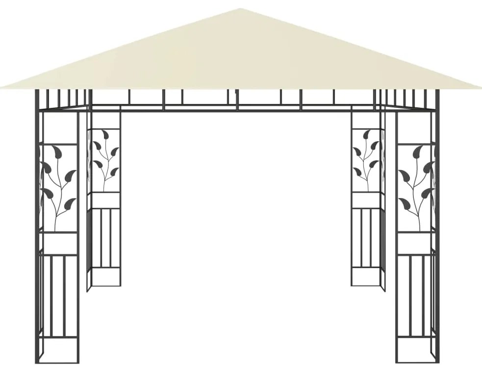 vidaXL Κιόσκι με Σήτα και Φωτάκια LED Κρεμ 3 x 3 x 2,73 μ.