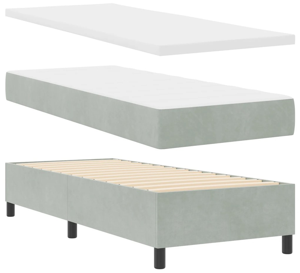 vidaXL κρεβάτι Box Spring με στρώμα ανοιχτό γκρι 80x200 εκ. βελούδο
