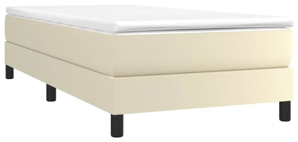 vidaXL Κρεβάτι Boxspring με Στρώμα Κρεμ 90x200 εκ. από Συνθετικό Δέρμα