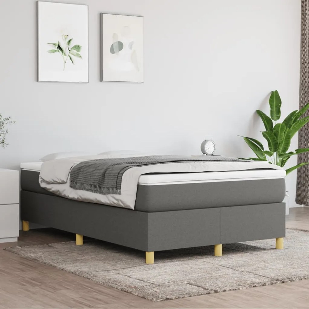 vidaXL Πλαίσιο Κρεβατιού Boxspring Σκούρο Γκρι 120x200 εκ. Υφασμάτινο